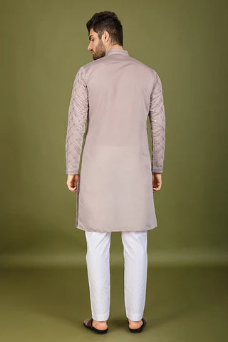 Designer Ivory Silk Kurta for Men – Elegant Festive Wear Clothsvilla