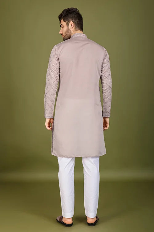 Designer Ivory Silk Kurta for Men – Elegant Festive Wear Clothsvilla