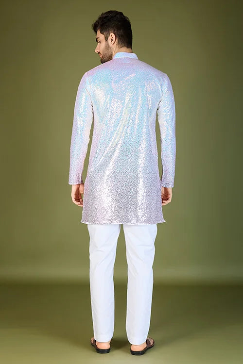 Designer Ombre Pink Georgette Kurta for Men – Stylish & Elegant Clothsvilla