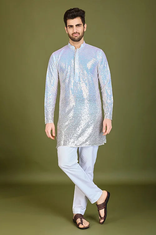 Ombre Yellow Designer Men's Kurta in Real Georgette gents kurta Clothsvilla