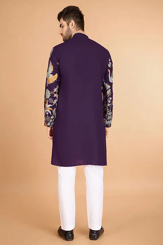 Designer Purple Kurta for Men - Viscose Rayon Fabric Clothsvilla
