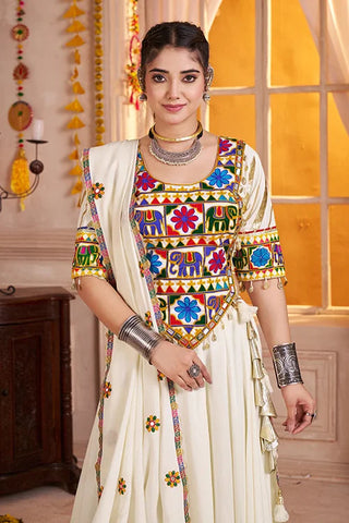 Premium White Cotton Chaniya Choli for Navratri Clothsvilla