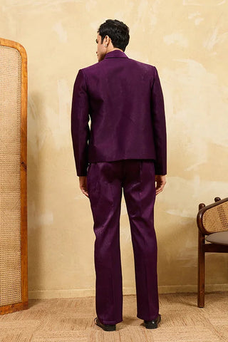 Wine Embroidery Bomber Jacket with Matching Pants for Mens Wear Clothsvilla