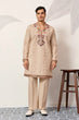 Load image into Gallery viewer, Premium Beige Embroidered V Neck Kurta Pant Set Clothsvilla