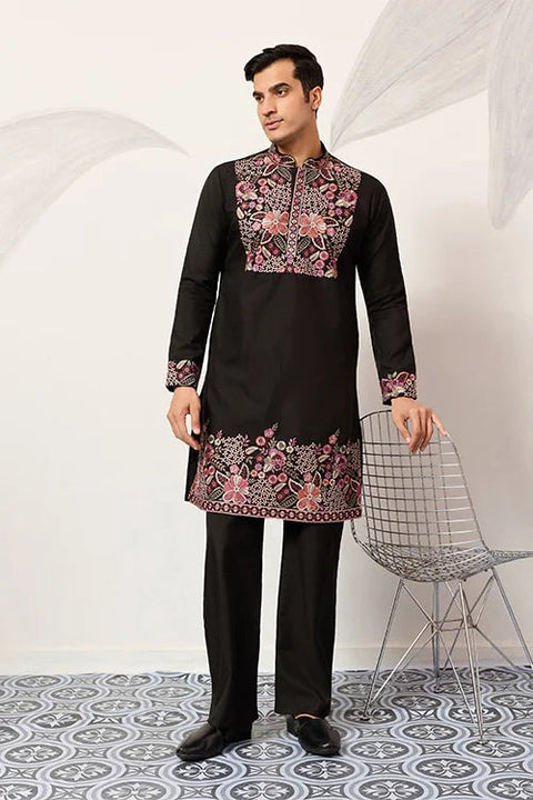 Festive Wear Premium Black Kurta Pant Set for Mens Clothsvilla Main image