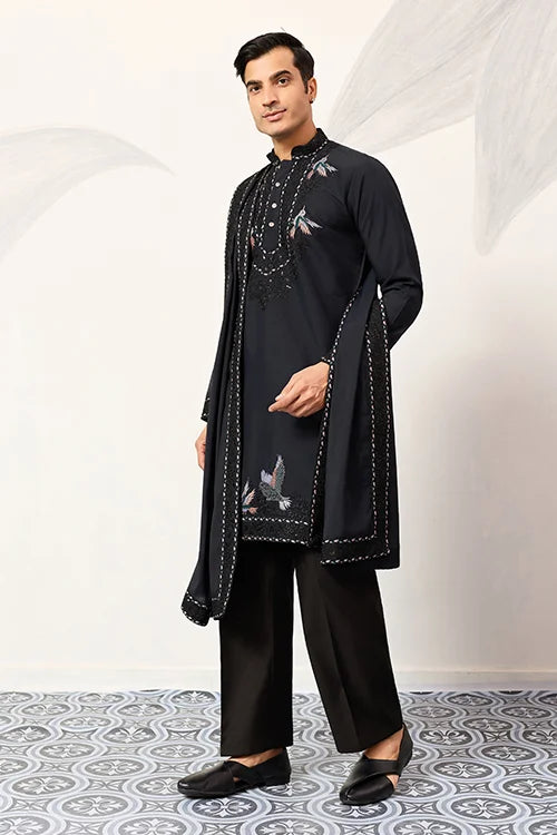 Mens Wear Luxury Navy Blue Kurta with Dupatta Collection Clothsvilla
