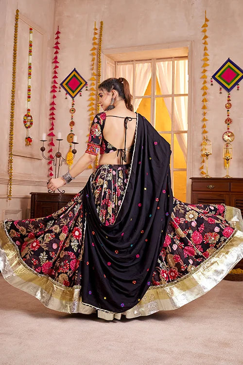 Premium Black Cotton Printed Navratri Chaniya Choli Clothsvilla