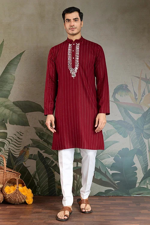 Designer Red Kurta with Dupatta for Festive Look Clothsvilla