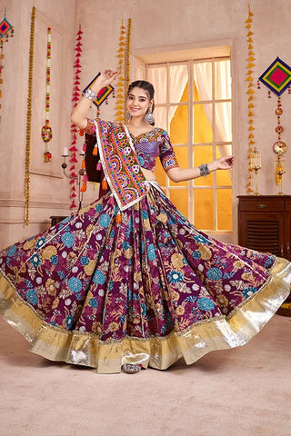 Purple Printed Navratri Chaniya Choli for Women Clothsvilla