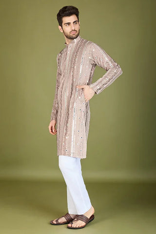 Viscose Rayon Ivery Color Heavy Embroidered Kurta for Men Clothsvilla