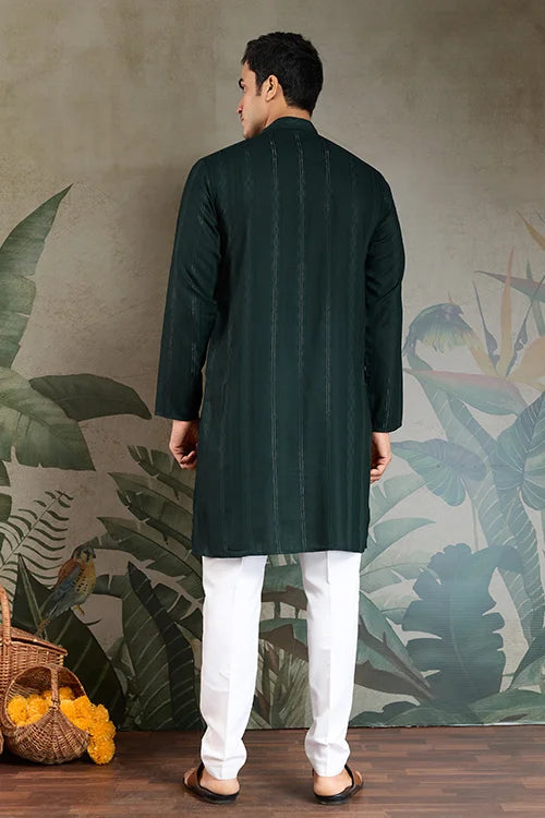 Traditional Green Kurta with Dupatta for Mens Wear Clothsvilla