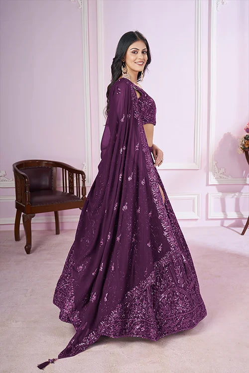 Designer Purple Wedding Lehenga Choli with Dupatta Clothsvilla