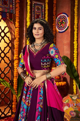Traditional Purple Ghagra Choli for Garba Look Clothsvilla