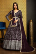 Load image into Gallery viewer, Stunning Purple Anarkali Long Gown with Lace Belt ClothsVilla.com