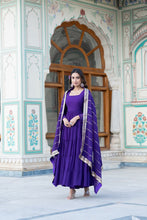 Load image into Gallery viewer, Alluring Purple Faux Georgette Gown with Sequined Dupatta ClothsVilla