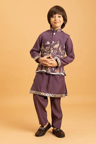 Graceful Purple Koti Kurta Set for Kids Wear Clothsvilla