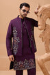 Load image into Gallery viewer, Vibrant Purple Color Koti Kurta Set Pair for Men Collection Clothsvilla