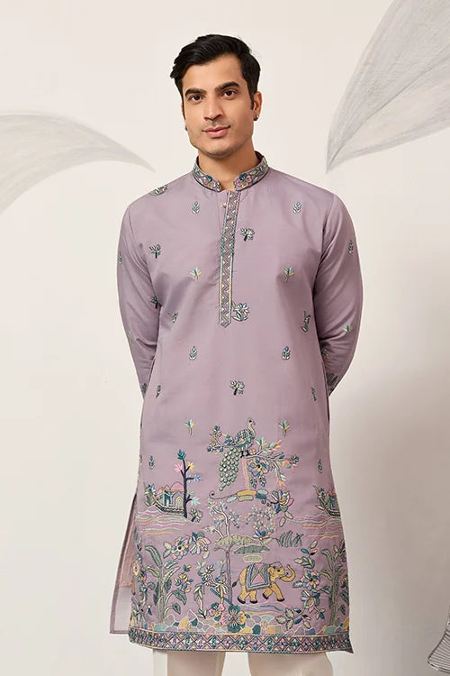 Traditional Purple Wedding Kurta for Mens Wear Clothsvilla