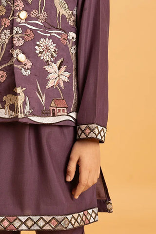 Graceful Purple Koti Kurta Set for Kids Wear Clothsvilla