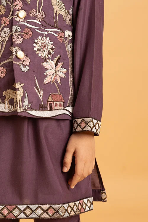 Graceful Purple Koti Kurta Set for Kids Wear Clothsvilla