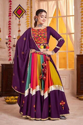 Gorgeous Purple with Multi Color Navratri Chaniya Choli Set Clothsvilla