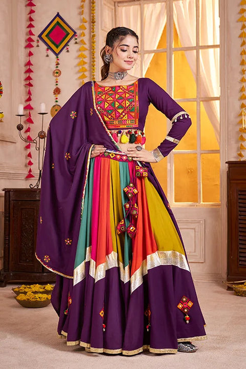 Gorgeous Purple with Multi Color Navratri Chaniya Choli Set Clothsvilla Main image