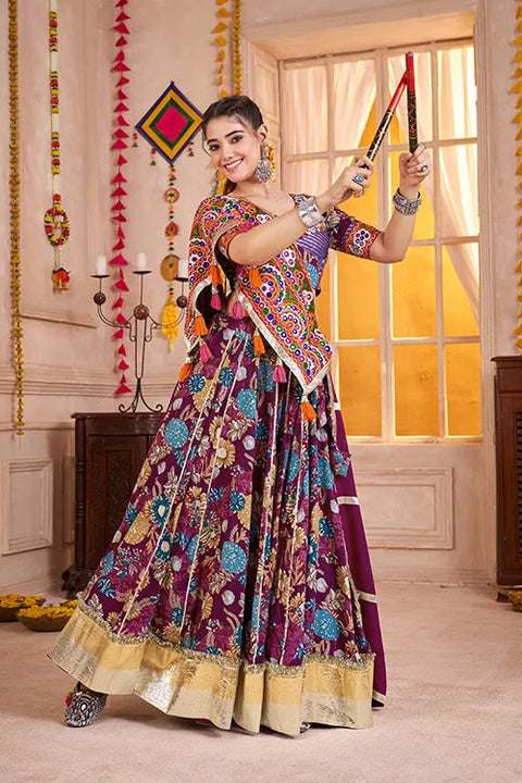 Purple Printed Navratri Chaniya Choli for Women Clothsvilla Main image