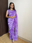 Purple Faux Georgette Gown Saree in Digital Shibori Print ClothsVilla