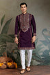 Load image into Gallery viewer, Engagement Special Purple Viscose Silk Outfit Kurta for Men Clothsvilla