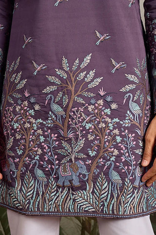 Festive Look Dusty Purple Color Traditional Kurta for Mens Clothsvilla