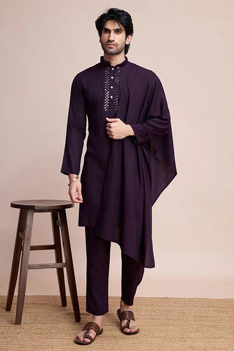 Purple Viscose Designer Kurta with Pant & Dupatta Clothsvilla Main image