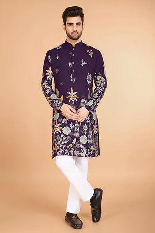 Designer Purple Kurta for Men - Viscose Rayon Fabric Clothsvilla