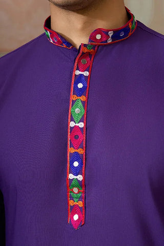 Readymade Purple Mens Kurta for Navratri Look Clothsvilla