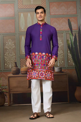 Readymade Purple Mens Kurta for Navratri Look Clothsvilla