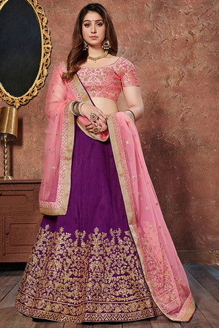 Purple Color Embroidery Work Lehenga Choli Clothsvilla
