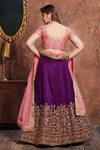 Purple Color Embroidery Work Lehenga Choli Clothsvilla