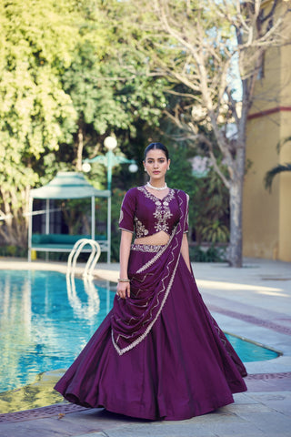 Purple Rangoli Crush Lehenga Set ClothsVilla
