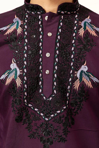 Purple Wedding Special Kurta with Dupatta for Mens Wear Clothsvilla
