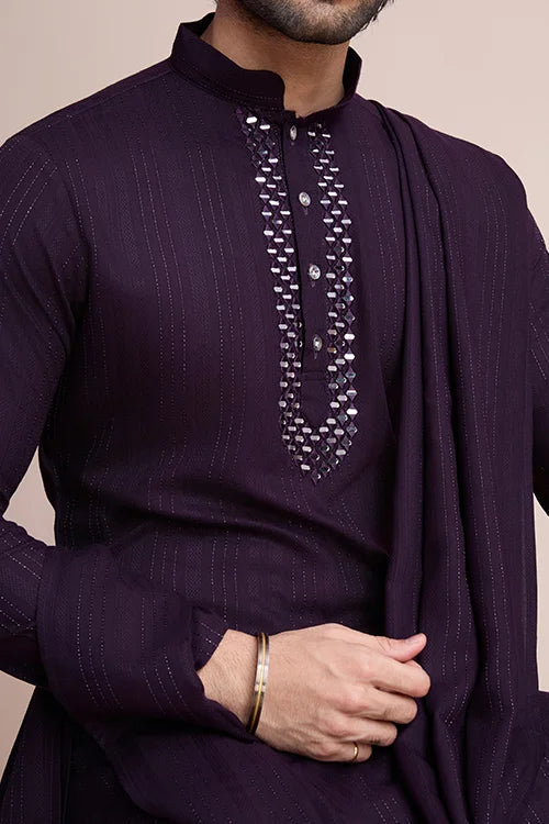 Purple Viscose Designer Kurta with Pant & Dupatta Clothsvilla