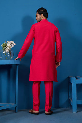 Designer Rani Mirror Embroidered Kurta for Mens Wear Clothsvilla