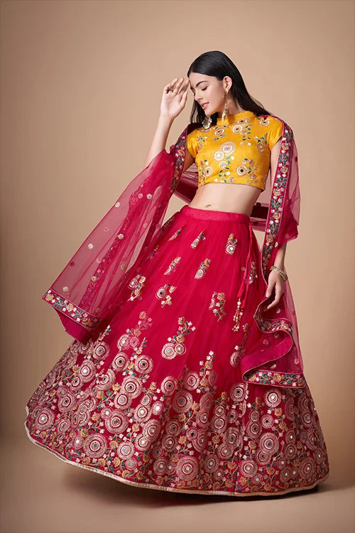 Rani Soft Net Sequins Embroidered Lehenga Choli Ensemble Clothsvilla Main image