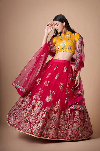 Rani Soft Net Sequins Embroidered Lehenga Choli Ensemble Clothsvilla