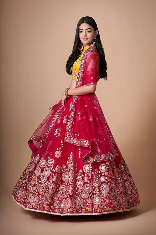Rani Soft Net Sequins Embroidered Lehenga Choli Ensemble Clothsvilla