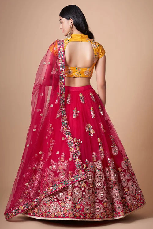 Rani Soft Net Sequins Embroidered Lehenga Choli Ensemble Clothsvilla