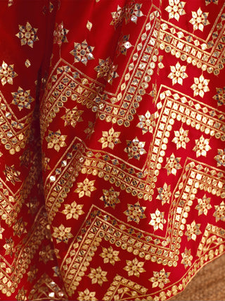Red Sequin Georgette Wedding Lehenga Choli Set ClothsVilla