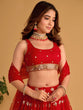 Load image into Gallery viewer, Red Sequin Georgette Wedding Lehenga Choli Set ClothsVilla