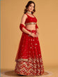 Load image into Gallery viewer, Red Sequin Georgette Wedding Lehenga Choli Set ClothsVilla