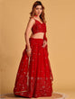 Load image into Gallery viewer, Red Embroidered Georgette Lehenga Choli for your Engagement ClothsVilla