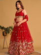Load image into Gallery viewer, Red Sequin Georgette Wedding Lehenga Choli Set ClothsVilla