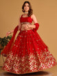 Load image into Gallery viewer, Red Sequin Georgette Wedding Lehenga Choli Set ClothsVilla
